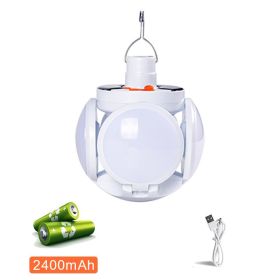 Solar Outdoor Lights Folding LED Soccer Light Bulb Portable Emergency Solar Lamp USB Charge Search Light For Camping Hiking Home (Emitting Color: Dual battery)